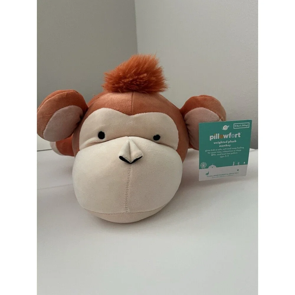 Pillowfort Monkey Weighted Plush Kids Throw Pillow Soft Stuffed Animal Orange